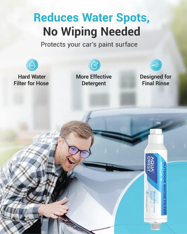 Alt view image 2 of 7 - AQUA CREST Hard Water Filter for Hose Car Wash, Reduces Hard Water Spots,Designed for Car Washing, Window & Yard Cleaning, Softens Water, with 2 Flexible Hose Protectors, 4 Pack