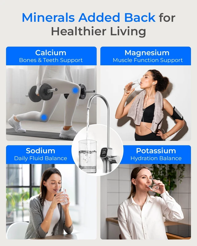 Alt view image 6 of 7 - Waterdrop X8-WAN Alkaline Mineral Tankless Reverse Osmosis System Undersink, NSF/ANSI 42&58&372 Certified, 800 GPD RO Water Filter System, 10-Stage Filtration, 2:1 Pure to Drain