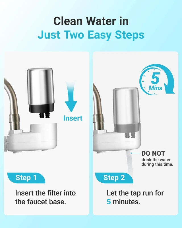 Alt view image 6 of 7 - AQUA CREST 7027S Filter Replacement for Brita® Faucet Filter Chrome 2 Pack,Replacement for Brita® 36311 On Tap Water Filtration System, FR-200, FF-100, 100 Gallons, Brita® Filter Replacement, 2 Pack