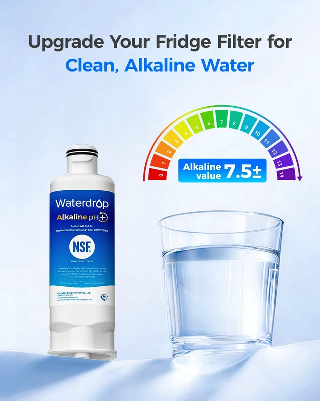 Alt view image 2 of 7 - Waterdrop Alkaline Water Filter Replacement for Samsung® DA97-17376B 2 Pack, Alkaline, Enhances pH, Replacement for Samsung® DA97-17376B, HAF-QIN/EXP, DA97-08006C, RF28R7201SR Refrigerator Water Filte