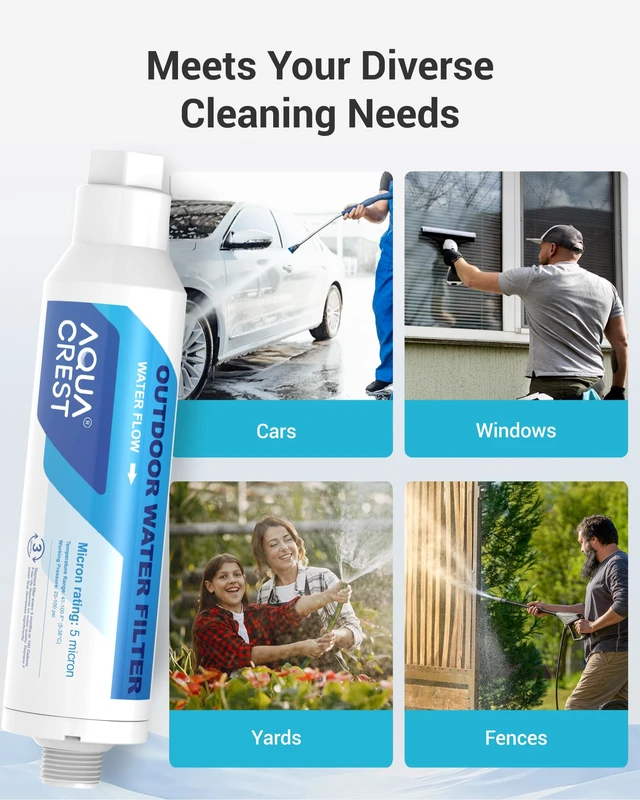 Alt view image 5 of 7 - AQUA CREST Hard Water Filter for Hose Car Wash, Reduces Hard Water Spots,Designed for Car Washing, Window & Yard Cleaning, Softens Water, with 2 Flexible Hose Protectors, 4 Pack