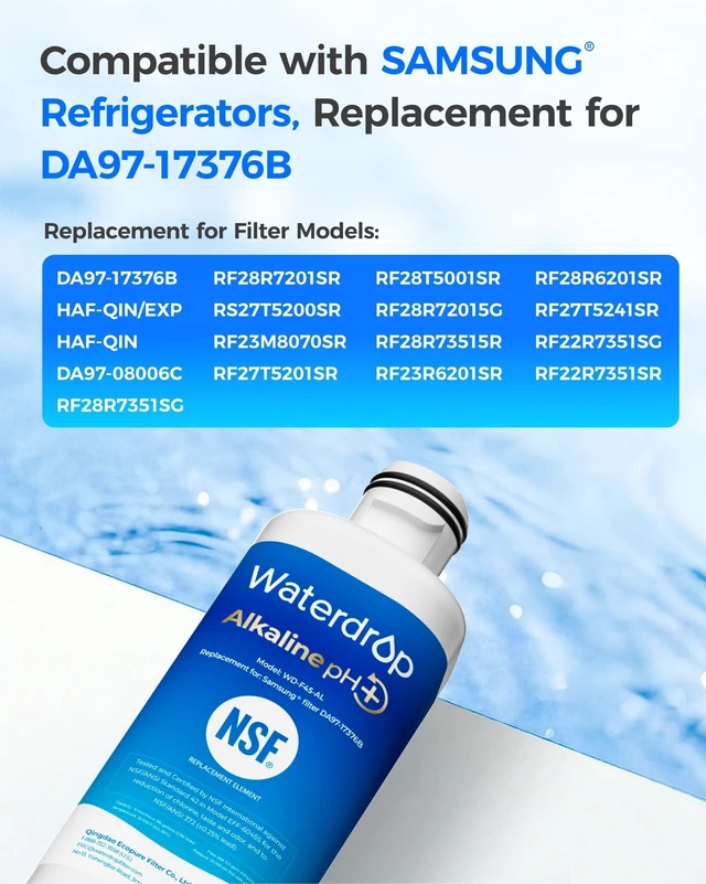 Alt view image 3 of 7 - Waterdrop Alkaline Water Filter Replacement for Samsung® DA97-17376B 2 Pack, Alkaline, Enhances pH, Replacement for Samsung® DA97-17376B, HAF-QIN/EXP, DA97-08006C, RF28R7201SR Refrigerator Water Filte