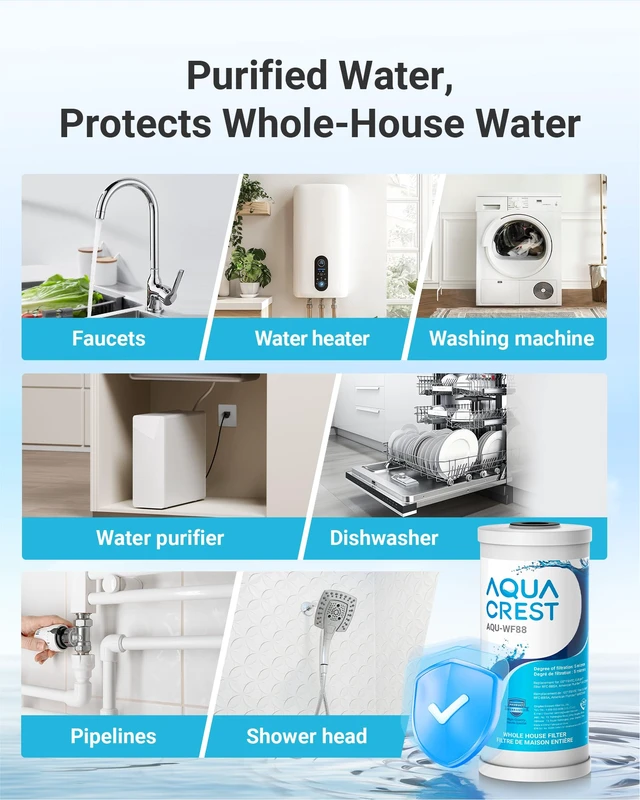 Alt view image 6 of 7 - AQUA CREST FXHTC Sediment and Carbon Water Filter for GE® FXHTC, 5 Micron,Replacement for GXWH40L, GXWH35F, GNWH38S, Culligan® RFC-BBSA, WRC25HD, PP10BB-CC, Pentek RFC-BB, 10" x 4.5", 2 Pack