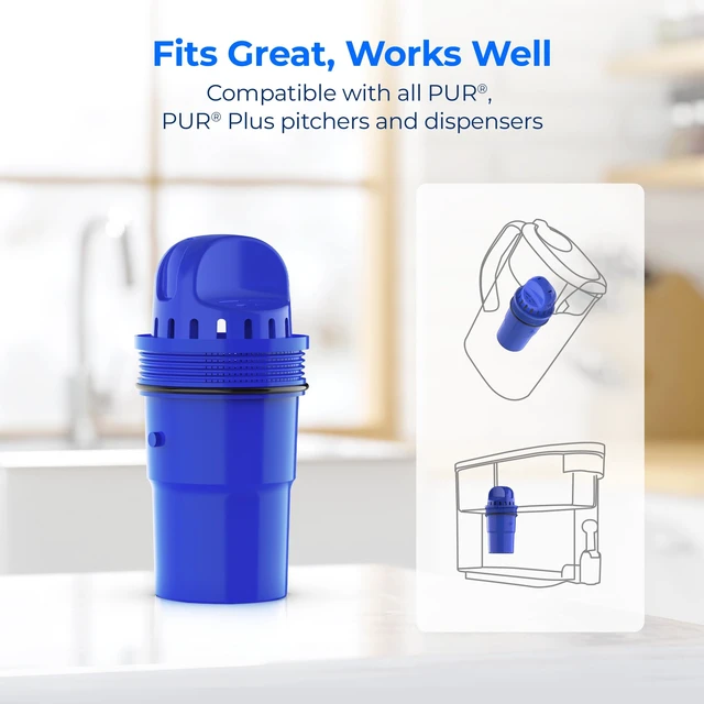 Alt view image 3 of 7 - Waterdrop Pitcher Water Filter Replacement for PUR® Filter PPF900Z, 2 Pack, Compatible with All PUR®, PUR® Plus Pitcher & Dispenser, CRF950Z, PPF951K, NSF Certified, 60 Gallons, Enhanced Filtration