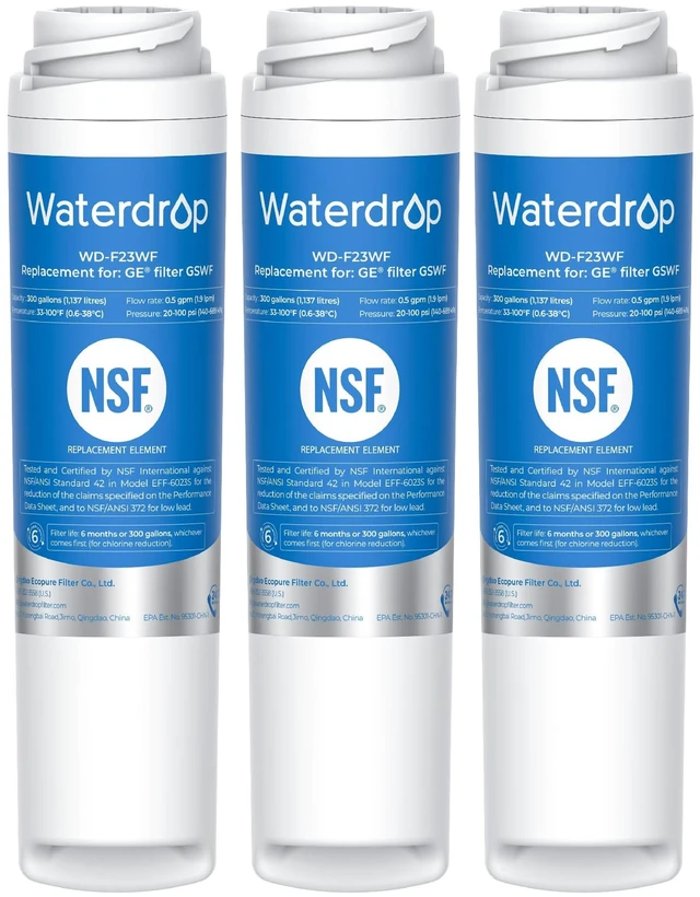Main image of Waterdrop GSWF Refrigerator Water Filter, Replacement for GE® GSWF, 3 Pack,Replacement for GE® GSWF Smart Water 238C2334P001, Kenmore® 46-9914, 469914, 9914