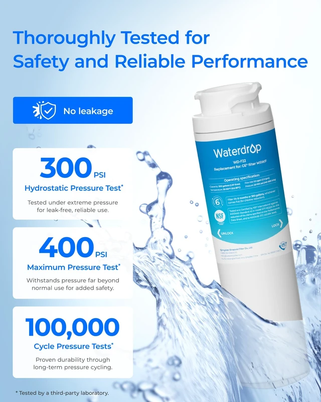 Alt view image 6 of 7 - Waterdrop MSWF Refrigerator Water Filter, Replacement for GE® MSWF, 3 Pack, Compatible With GE® 101820A, 101821B, RWF1500A, MSWF3PK, MSWFDS, PC46783, PS1559689, WR02X12345