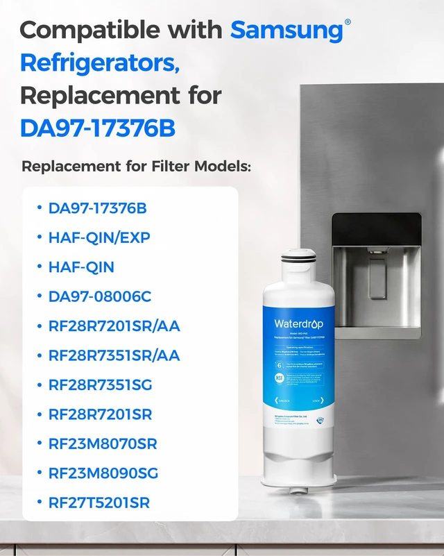 Alt view image 2 of 7 - Waterdrop WD-F45 Water Filter, Replacement for Samsung® DA97-17376B,Replacement for Samsung® DA97-17376B, HAF-QIN/EXP, DA97-08006C, RF28R7201SR, RF28R7351SG Refrigerator Water Filter