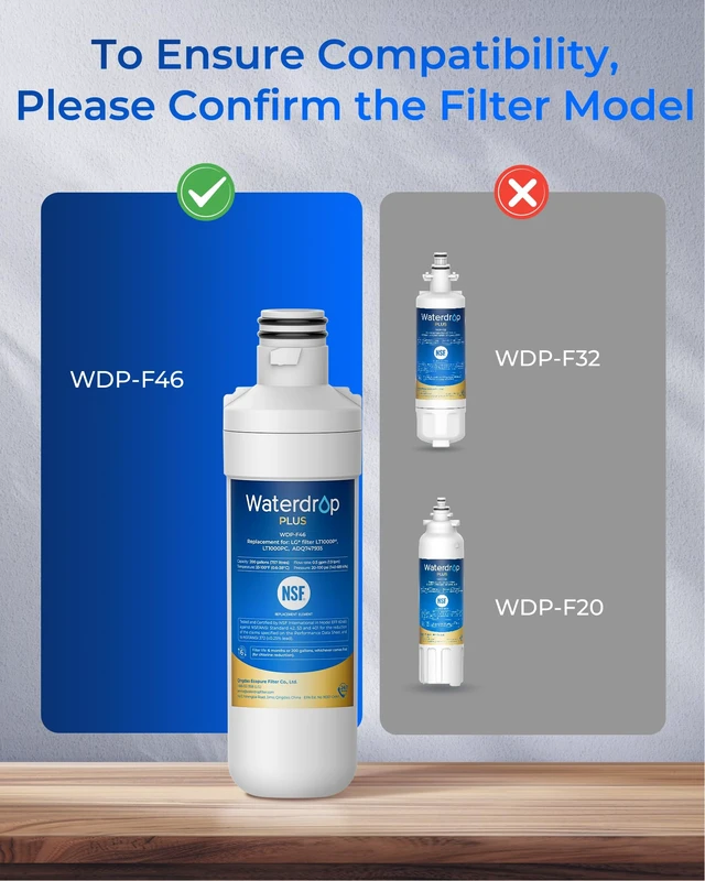 Alt view image 3 of 7 - Waterdrop Plus LT1000PC Refrigerator Water Filter and Air Filter, 2 Combo, NSF 401, Reduce PFAS, Replacement for LG® ADQ747935, LT1000P®/PC/PCS, LRFWS2906V, LRMVS3006S, LMWS27626 and LT120F®