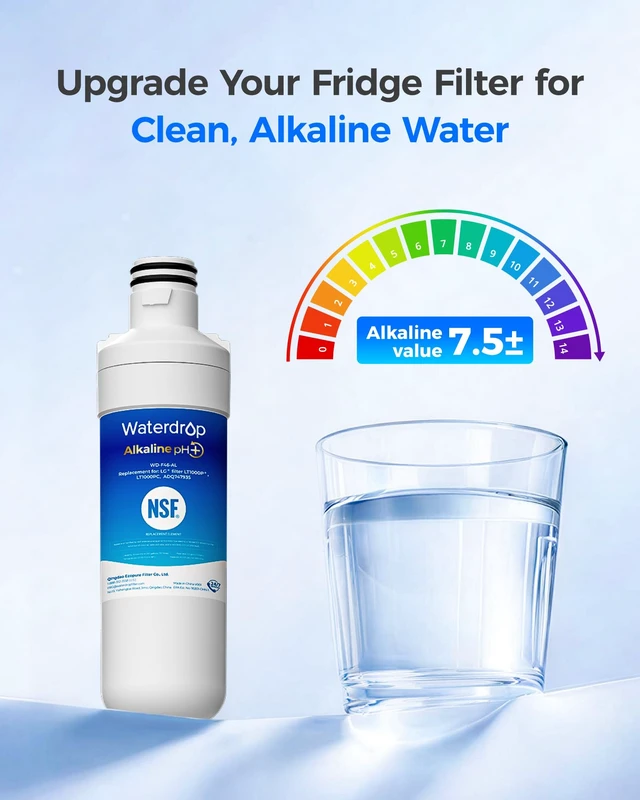 Alt view image 3 of 7 - Waterdrop Alkaline LT1000PC ADQ747935 Refrigerator Water Filter, 3 Pack, Replacement for LG® LT1000P®/PC/PCS, LFXS26973S, LMXS28626S, LMWS27626S, LFXS28596S, ADQ74793501, ADQ74793502 and LT120F®