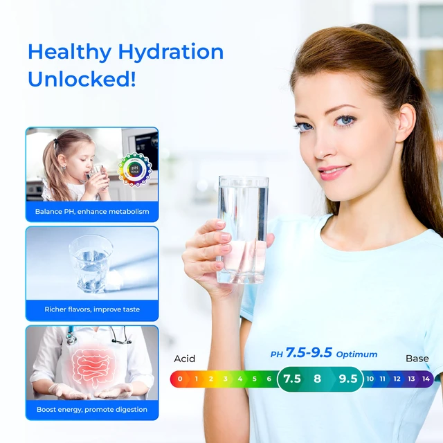 Alt view image 4 of 7 - Waterdrop ALK35 Alkaline Undersink Water Filter, NSF/ANSI 372 Certified, 6-Month Lifetime, 1/4" & 3/8" Quick Connect, pH Balance and Restore Alkaline Minerals for RO Filter, Under-Sink Water Filter