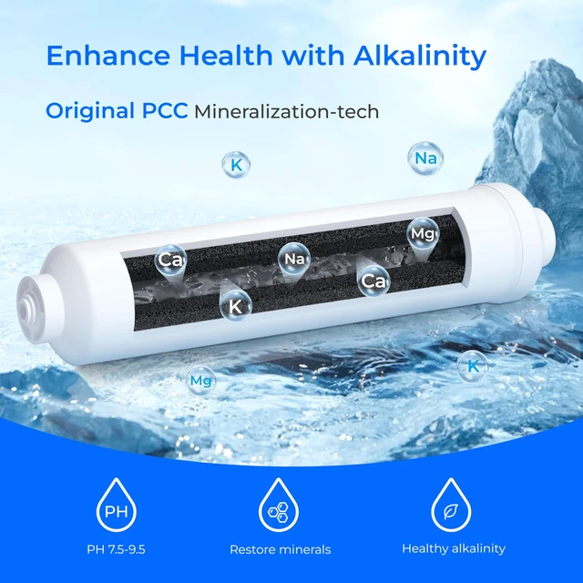 Alt view image 5 of 7 - Waterdrop ALK35 Alkaline Undersink Water Filter, NSF/ANSI 372 Certified, 6-Month Lifetime, 1/4" & 3/8" Quick Connect, pH Balance and Restore Alkaline Minerals for RO Filter, Under-Sink Water Filter