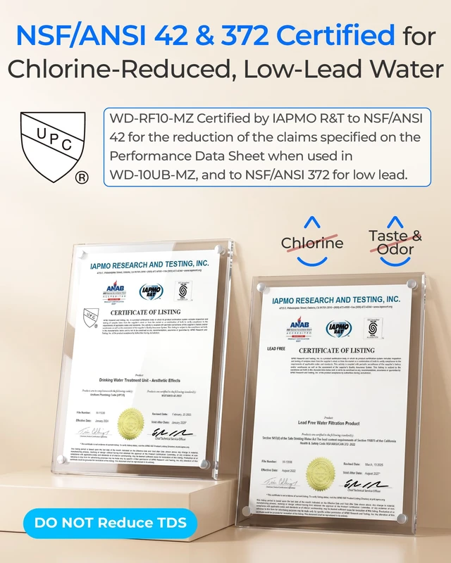 Alt view image 3 of 6 - Waterdrop RF10-MZ Water Filter Replacement for Waterdrop 10UB-MZ/10UA/10UB, Under Sink Water Filter, 8K Gallons High Capacity