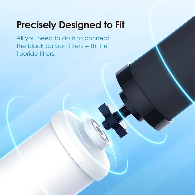 Alt view image 5 of 7 - Waterdrop Gravity Water Filter, 2 Carbon Filters and 2 Fluoride Filters, Compatible with Berkey®, BB9-2® Filters & PF-2® Filters, Waterdrop Gravity Water Filter System, NSF/ANSI 372 Certified