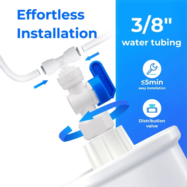Alt view image 4 of 7 - Waterdrop XT Small Water Pressure Tank, Fits /" Water Tubing, RO Tank Compatible with X8/X12/X16/G3/G5 RO System to Connect Refrigerator or Ice Maker, Built-in Diverter Valve, BPA-Free