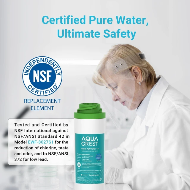 Alt view image 3 of 7 - AQUA CREST FQK1K Water Filter Replacement for GE FQK1K, FQK2J, 2 Pack,Compatible with GE GXK185K, GX1S50R, GXRLQ filtration systems, NSF/ANSI 42 & 372, Reduces Chlorine, Taste&Odor, 1350 Gallons