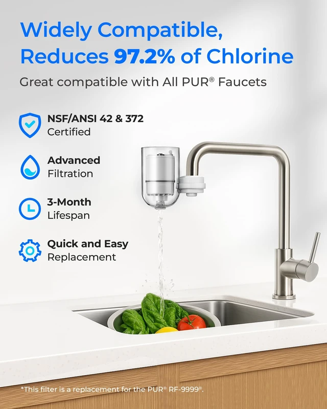 Alt view image 2 of 7 - Waterdrop C08B Water Filter Replacement for PUR® Faucet Filter, 3 Pack, Compatible with All PUR® PLUS Faucet Filtration System, Replacement RF-3375®, NSF 42 Certified, 9-Month, 900-Gallon