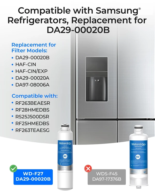 Alt view image 2 of 7 - Waterdrop Water Filter, Replacement for Samsung® HAF-CIN/EXP, 4 Pack,DA29-00020B, DA97-08006A, 46-9101, HDX FMS-2, RF263BEAESR, Reduce Chlorine, bad Taste and Odor, Refrigerator Water Filter