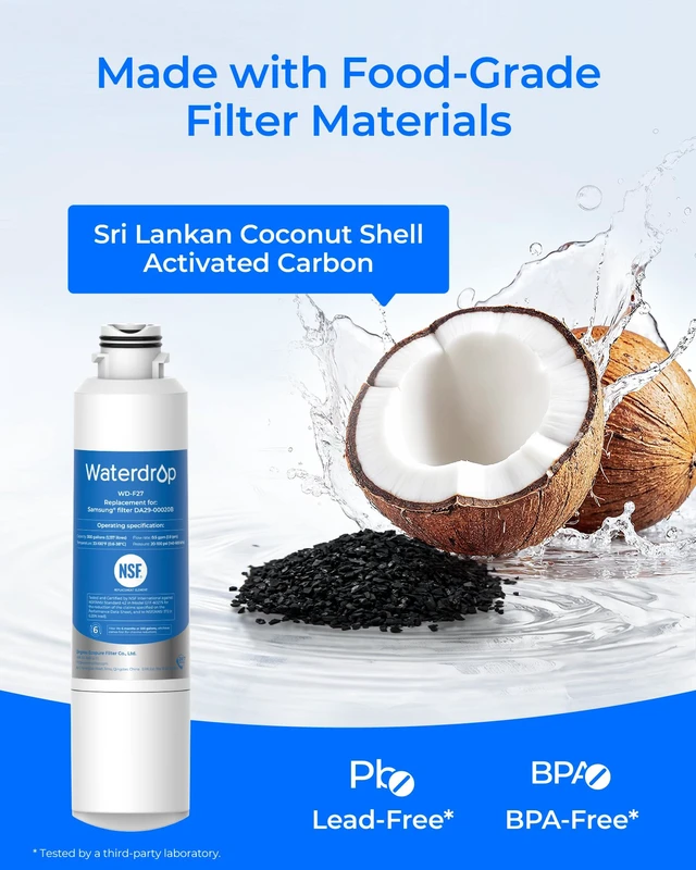 Alt view image 7 of 7 - Waterdrop Water Filter, Replacement for Samsung® HAF-CIN/EXP, 4 Pack,DA29-00020B, DA97-08006A, 46-9101, HDX FMS-2, RF263BEAESR, Reduce Chlorine, bad Taste and Odor, Refrigerator Water Filter
