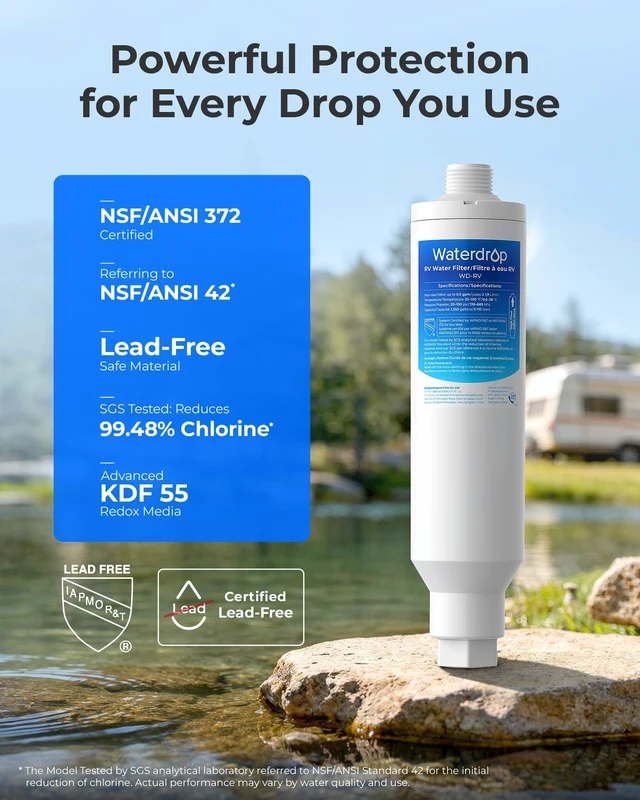 Alt view image 2 of 7 - Waterdrop RV Inline Water Filter, Garden Hose and Camper Water Filter, Reduces Chlorine, Odor, Bad Taste and Sediment in Drinking Water, NSF/ANSI Certified, with 2 Flexible Hose Protectors, 2 Pack