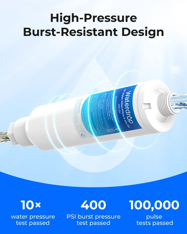 Alt view image 5 of 7 - Waterdrop RV Inline Water Filter, Garden Hose and Camper Water Filter, Reduces Chlorine, Odor, Bad Taste and Sediment in Drinking Water, NSF/ANSI Certified, with 2 Flexible Hose Protectors, 2 Pack