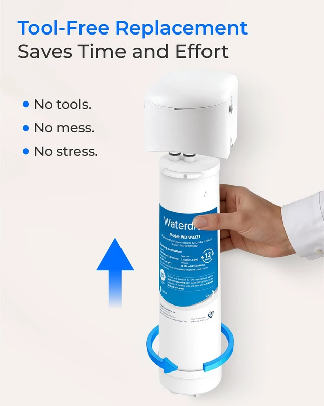 Alt view image 6 of 7 - Waterdrop RC EZ 1 Water Filter Replacement for Culligan® RC-EZ-1, 2 Pack, Compatible with DuPont® Carbon 3000QT Filter, Culligan® US-EZ-1, RV-EZ-1, Brita® USF-201, USF-202, 3K Gallons