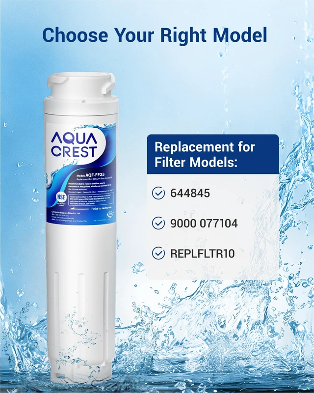 Alt view image 2 of 7 - AQUA CREST 644845 Refrigerator Water Filter, 3 Pack, Replacement for Bosch® 644845, 11034152, 9000077104, UltraClarity® REPLFLTR10, B22CS50SNS, B26FT70SNS, B22CS80SNS