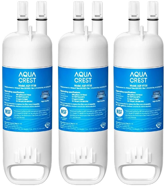 Main image of AQUA CREST EDR1RXD1 Water Filter, Replacement for W10295370A, 3 Pack,Replacement for Everydrop® Filter 1, EDR1RXD1B, P8RFWB2L, P4RFWB, Kenmore® 46-9081, 46-9930 Refrigerator Water Filter