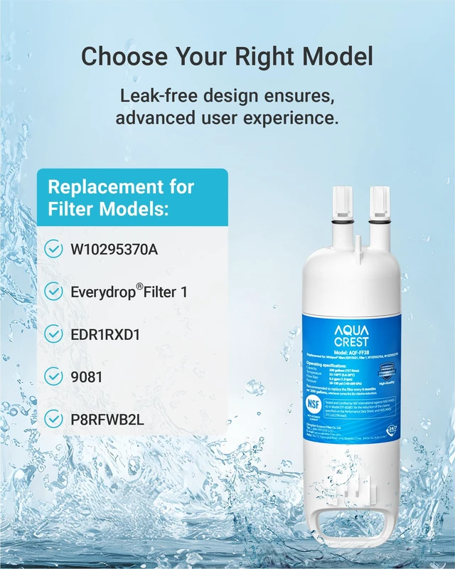 Alt view image 2 of 7 - AQUA CREST EDR1RXD1 Water Filter, Replacement for W10295370A, 3 Pack,Replacement for Everydrop® Filter 1, EDR1RXD1B, P8RFWB2L, P4RFWB, Kenmore® 46-9081, 46-9930 Refrigerator Water Filter