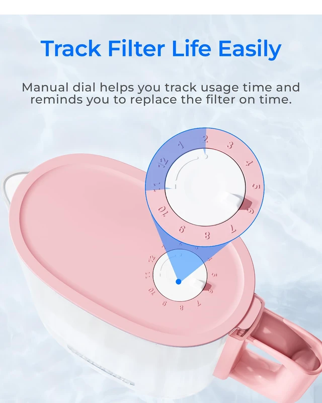 Alt view image 7 of 7 - Waterdrop PT-12P Small 6-Cup Water Filter Pitcher for Mini Fridge, Pink,NSF-Certified Filter, 200-Gallon Long-Life, Reduces PFOA/PFOS and Chlorine, BPA-Free, Easy 2-Step Handle Setup