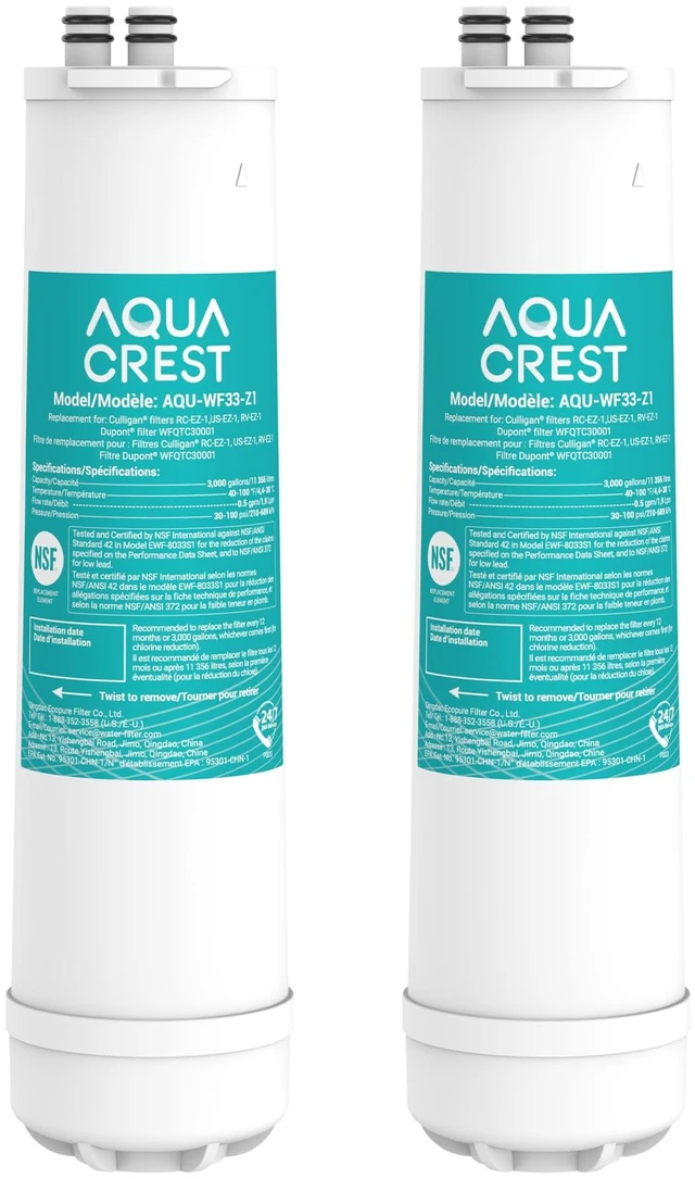Main image of AQUA CREST RC EZ 1 Water Filter Replacement for Culligan® RC-EZ-1, 2 Pack,Compatible with DuPont® Carbon 3000QT Filter, Culligan® US-EZ-1, RV-EZ-1, Brita® USF-201, USF-202, 3K Gallons