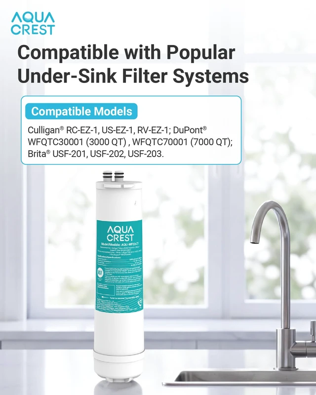 Alt view image 2 of 6 - AQUA CREST RC EZ 1 Water Filter Replacement for Culligan® RC-EZ-1, 2 Pack,Compatible with DuPont® Carbon 3000QT Filter, Culligan® US-EZ-1, RV-EZ-1, Brita® USF-201, USF-202, 3K Gallons