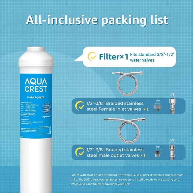 Alt view image 5 of 7 - AQUA CREST 5KDC Under Sink Water Filter System, Reduces PFAS, PFOA/PFOS, Chlorine, Direct Connect Under Sink Water Filter, NSF/ANSI Tested, 5K Gallons Ultra High Capacity