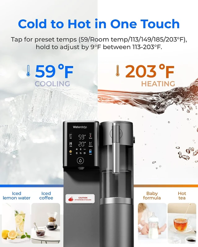 Alt view image 2 of 7 - Waterdrop A2G Mineral Reverse Osmosis System Countertop, Instant Hot & Cold
6-Stage Filtration, 6 Temperature Settings, Hot & Cold & Room-Temp Water,Refurbished