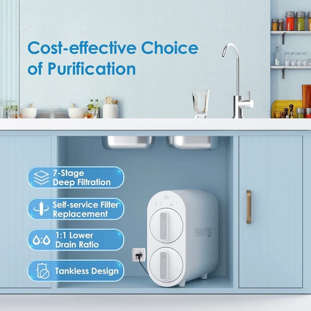 Alt view image 7 of 7 - Waterdrop G2 Reverse Osmosis System, 400 GPD Tankless RO Water Filtration, 7 Stage RO Water Filtration, NSF/ANSI 372 Certified, Under-Sink Water Filtration System, TDS Reduction