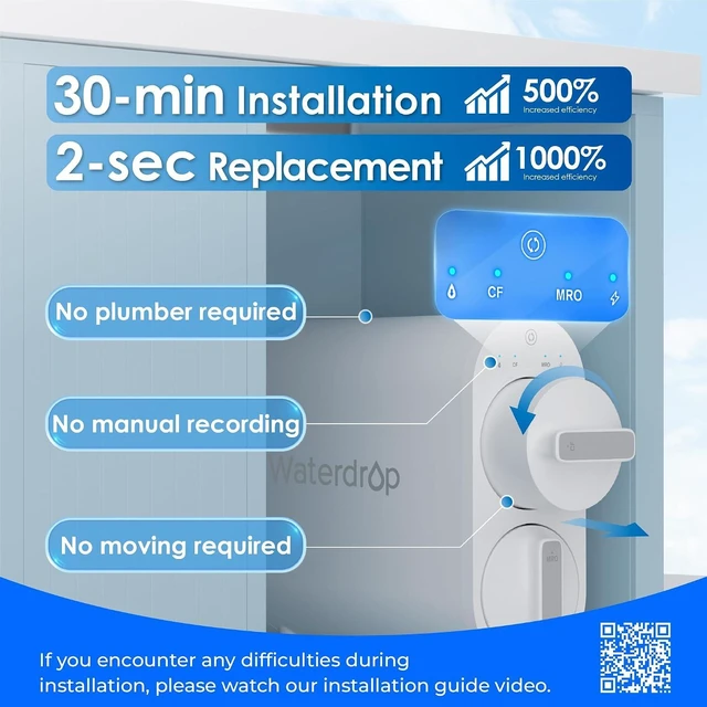Alt view image 3 of 7 - Waterdrop G2 Reverse Osmosis System, 400 GPD Tankless RO Water Filtration, 7 Stage RO Water Filtration, NSF/ANSI 372 Certified, Under-Sink Water Filtration System, TDS Reduction