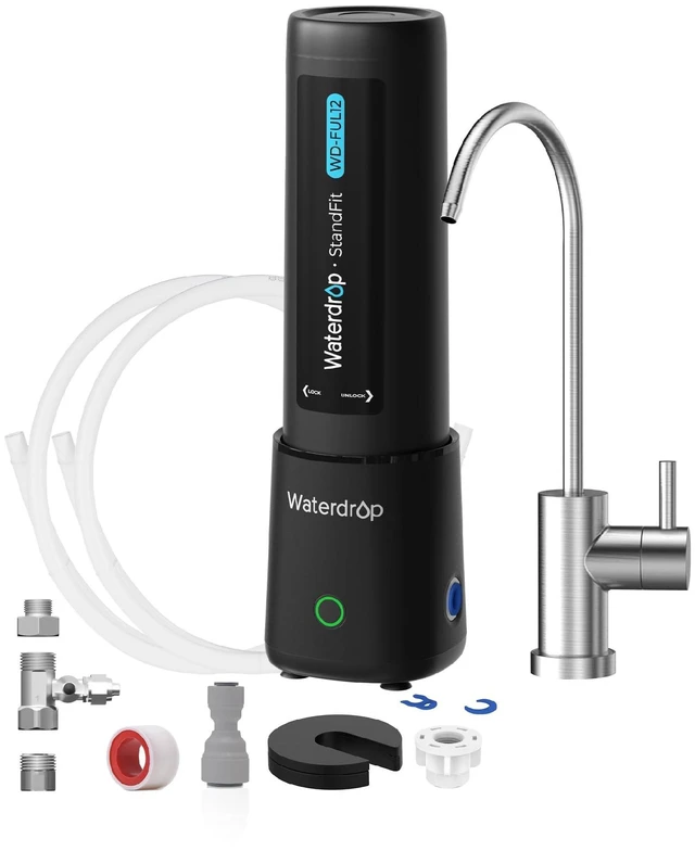 Main image of Waterdrop UL12B Under Sink Water Filter, Upgraded for 10UB, Time Reminder, No Drill Required for Renters, with Brushed Nickel Faucet, Reduces Chlorine, Bad Taste & Odor, 1 Year (Filter: FUL12)