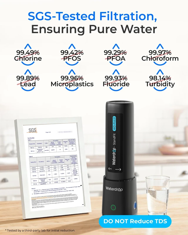 Alt view image 3 of 7 - Waterdrop UL12B Under Sink Water Filter, Upgraded for 10UB, Time Reminder, No Drill Required for Renters, with Brushed Nickel Faucet, Reduces Chlorine, Bad Taste & Odor, 1 Year (Filter: FUL12)