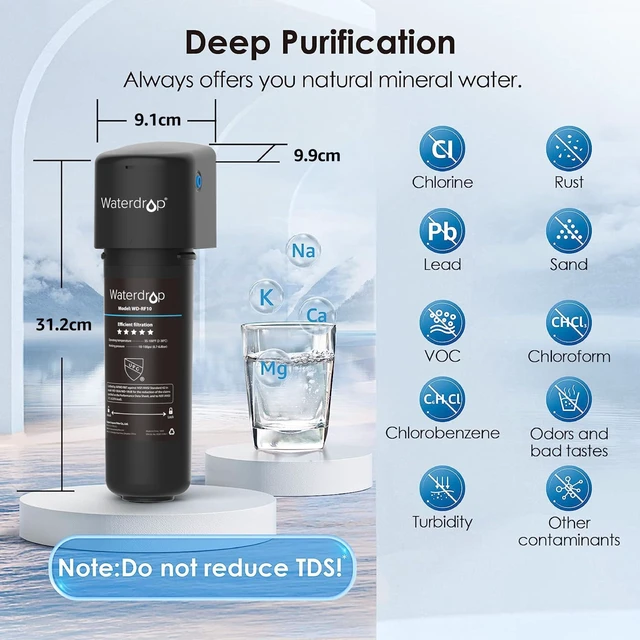 Alt view image 2 of 7 - Waterdrop 10UB-B Under Sink Water Filter System with Dedicated Black Faucet, Reduces PFAS, PFOA/PFOS, Lead, Chlorine, Bad Taste & Odor, Under Sink Water Filter, NSF/ANSI 42 Certified, 1 Year