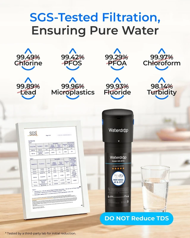 Alt view image 3 of 7 - Waterdrop 10UB-B Under Sink Water Filter System with Dedicated Black Faucet, Reduces PFAS, PFOA/PFOS, Lead, Chlorine, Bad Taste & Odor, Under Sink Water Filter, NSF/ANSI 42 Certified, 1 Year