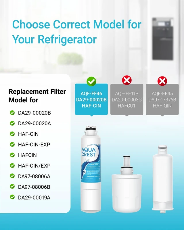 Alt view image 2 of 7 - AQUA CREST AQF-FF27 Replacement for Samsung HAF-CIN/EXP Water Filter 4 Pack,Replacement for DA29-00020B, RF28HMEDBSR, RF263BEAESR, RF4287HARS, HAF-CIN, DA97-08006A, 46-9101, Refrigerator Water Filter