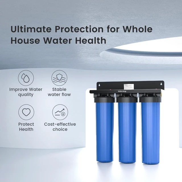 Alt view image 2 of 7 - Waterdrop WHF3T-PG 3-Stage Whole House Water Filter System, 5 Micron,Highly Reduces Lead, Chlorine, Odor and Taste, 7-Stage Filtration, with Carbon Filter & Sediment Filter, 1" Inlet/Outlet
