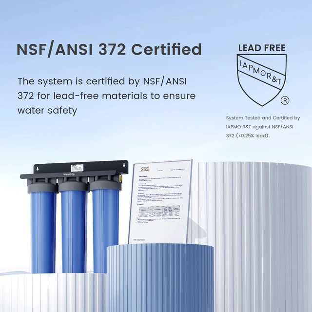 Alt view image 4 of 7 - Waterdrop WHF3T-PG 3-Stage Whole House Water Filter System, 5 Micron,Highly Reduces Lead, Chlorine, Odor and Taste, 7-Stage Filtration, with Carbon Filter & Sediment Filter, 1" Inlet/Outlet