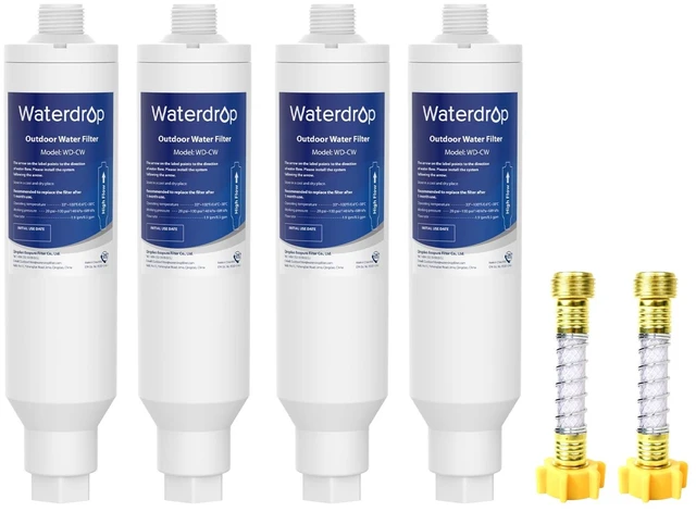 Main image of Waterdrop Hard Water Filter for Hose Car Wash, Reduces Hard Water Spots,Softens Water, Designed for Car Washing, Window & Yard Cleaning, with 2 Flexible Hose Protectors, 4 Pack