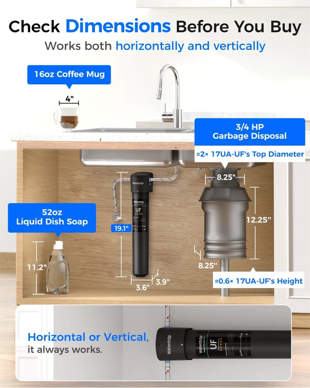 Alt view image 5 of 7 - Waterdrop 17UA-UF 0.01 m Ultra Filtration Under Sink Water Filter System,Reduces Lead, Chlorine, Bad Taste & Odor, Connects Directly to Your Faucet, 3 Years