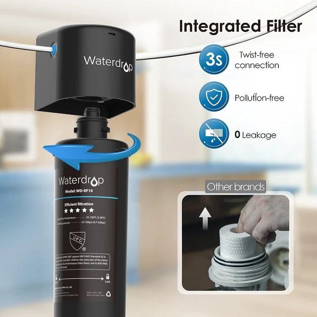 Alt view image 6 of 7 - Waterdrop 10UB-B Under Sink Water Filter System with Dedicated Black Faucet, Reduces PFAS, PFOA/PFOS, Lead, Chlorine, Bad Taste & Odor, Under Sink Water Filter, NSF/ANSI 42 Certified, 1 Year