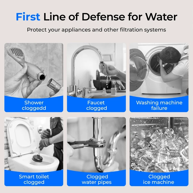 Alt view image 5 of 7 - Waterdrop RPFK15 Spin Down Sediment Filter, 100 Micron+500 Micron,Backwash Whole House Water Filter System for City/Well Water, 1" MNPT + 3/4" FNPT + 3/4" MNPT, Traps Sand, BPA Free