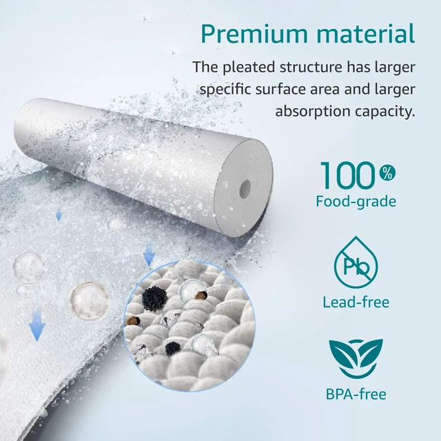 Alt view image 4 of 7 - AQUA CREST AP110 Sediment Water Filter Cartridge for 3M® Aqua-Pure AP110,Whole House Water Filter Replacement for Culligan® P5, APEC, GE FXUSC, Whirlpool®, 5 Micron, 10" x 2.5", 6 Months, 4 Pack