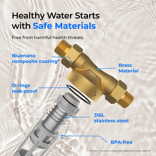 Alt view image 7 of 7 - Waterdrop RPFK15 Spin Down Sediment Filter, 100 Micron+500 Micron,Backwash Whole House Water Filter System for City/Well Water, 1" MNPT + 3/4" FNPT + 3/4" MNPT, Traps Sand, BPA Free