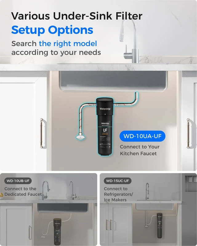 Alt view image 6 of 7 - Waterdrop 10UA-UF 0.01 m Ultra Filtration Under Sink Water Filter System,Reduces Lead, Chlorine, Bad Taste & Odor, Connects Directly to Your Faucet, 1 Year