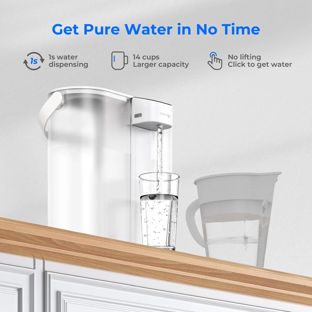 Alt view image 4 of 7 - Waterdrop ED02W Compact Electric Water Filter Pitcher, 14-Cup, White,200-Gallon Rechargeable Instant Powerful Dispenser, NSF/ANSI 42&53&401&372, Reduce PFOA/PFOS, Lead, Chlorine, NOT Reduce TDS